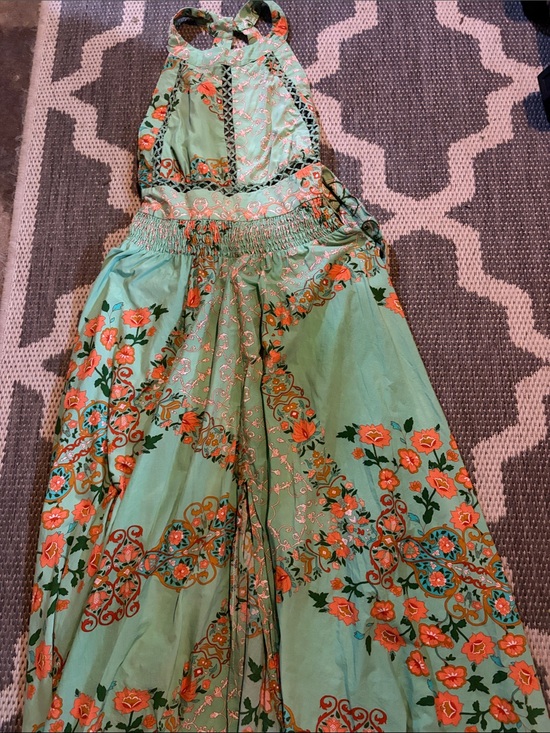 Jaase Dresses & Skirts - Jaase Green Maxi Dress with Orange Floral Print